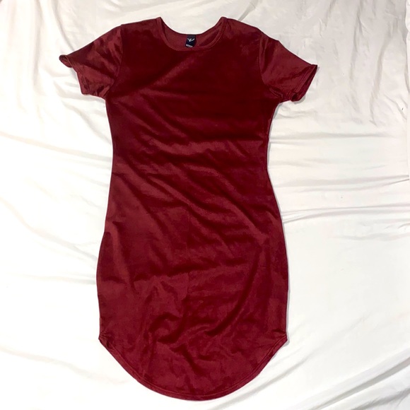 Windsor Maroon Suede Bodycon Dress - Picture 1 of 1